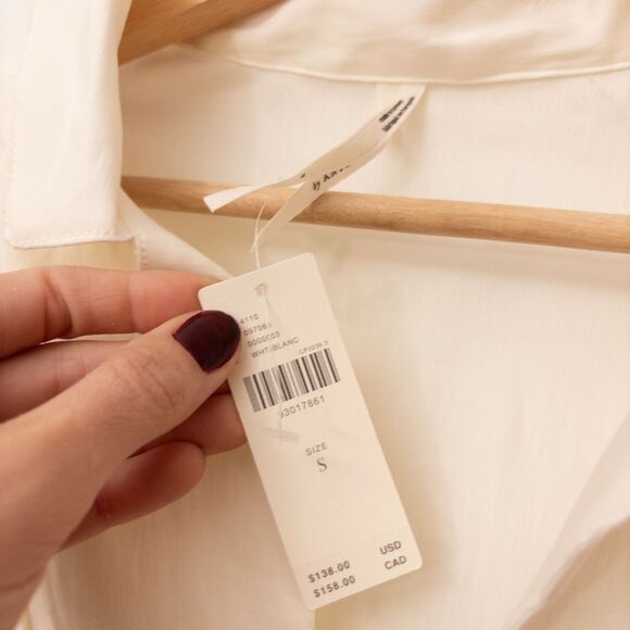 By Anthropologie Long-Sleeve Collared Linen Peplum Blouse Size Small - Picture 3 of 8